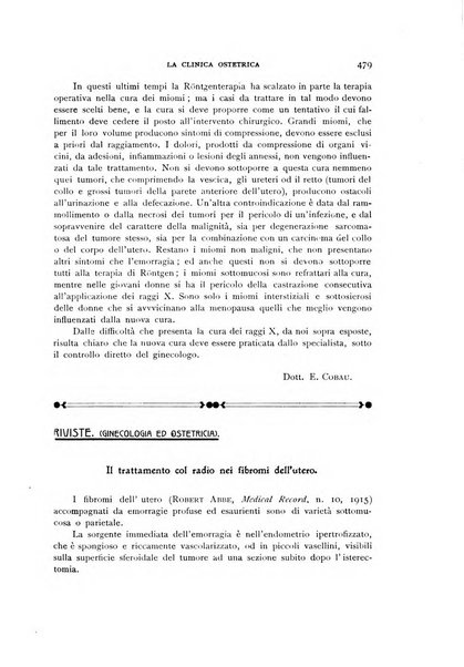 La clinica ostetrica rivista di ostetricia, ginecologia e pediatria. - A. 1, n. 1 (1899)-a. 40, n. 12 (dic. 1938)