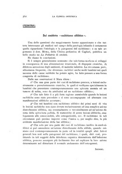 La clinica ostetrica rivista di ostetricia, ginecologia e pediatria. - A. 1, n. 1 (1899)-a. 40, n. 12 (dic. 1938)