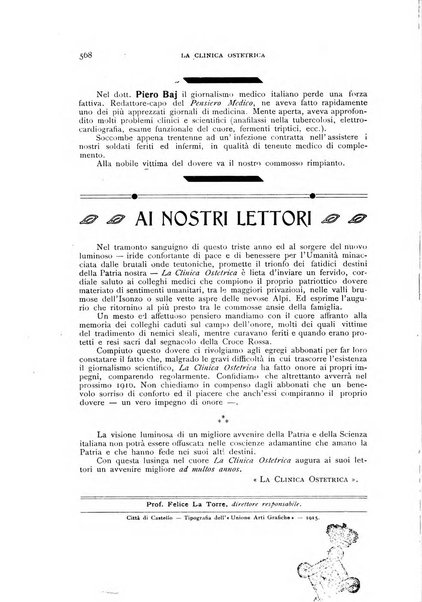 La clinica ostetrica rivista di ostetricia, ginecologia e pediatria. - A. 1, n. 1 (1899)-a. 40, n. 12 (dic. 1938)