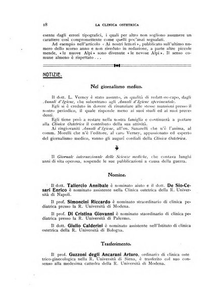 La clinica ostetrica rivista di ostetricia, ginecologia e pediatria. - A. 1, n. 1 (1899)-a. 40, n. 12 (dic. 1938)