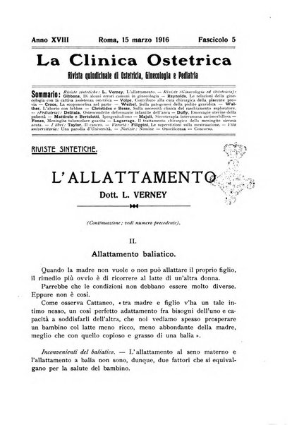 La clinica ostetrica rivista di ostetricia, ginecologia e pediatria. - A. 1, n. 1 (1899)-a. 40, n. 12 (dic. 1938)