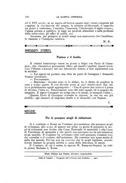 La clinica ostetrica rivista di ostetricia, ginecologia e pediatria. - A. 1, n. 1 (1899)-a. 40, n. 12 (dic. 1938)