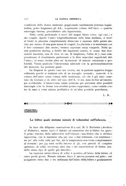 La clinica ostetrica rivista di ostetricia, ginecologia e pediatria. - A. 1, n. 1 (1899)-a. 40, n. 12 (dic. 1938)