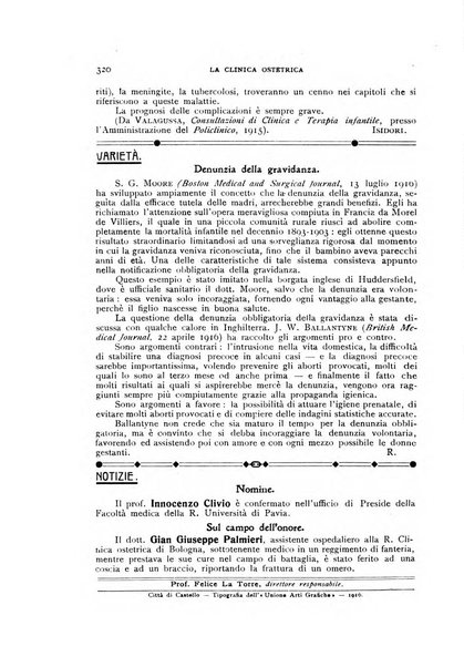 La clinica ostetrica rivista di ostetricia, ginecologia e pediatria. - A. 1, n. 1 (1899)-a. 40, n. 12 (dic. 1938)