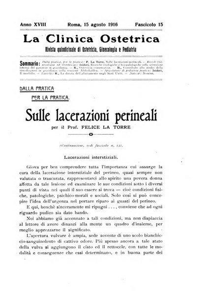 La clinica ostetrica rivista di ostetricia, ginecologia e pediatria. - A. 1, n. 1 (1899)-a. 40, n. 12 (dic. 1938)