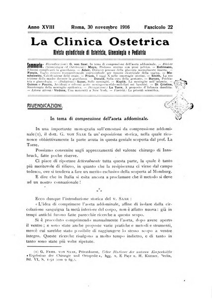 La clinica ostetrica rivista di ostetricia, ginecologia e pediatria. - A. 1, n. 1 (1899)-a. 40, n. 12 (dic. 1938)