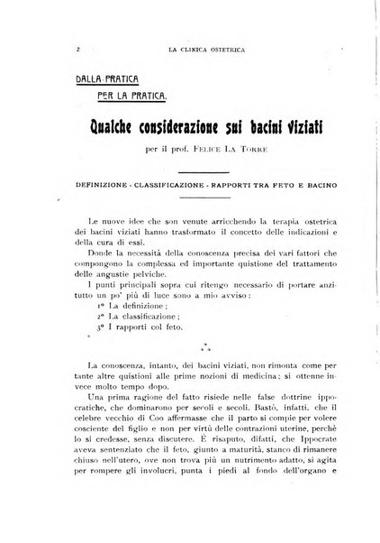 La clinica ostetrica rivista di ostetricia, ginecologia e pediatria. - A. 1, n. 1 (1899)-a. 40, n. 12 (dic. 1938)