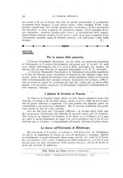 La clinica ostetrica rivista di ostetricia, ginecologia e pediatria. - A. 1, n. 1 (1899)-a. 40, n. 12 (dic. 1938)