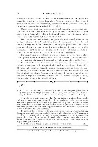 La clinica ostetrica rivista di ostetricia, ginecologia e pediatria. - A. 1, n. 1 (1899)-a. 40, n. 12 (dic. 1938)