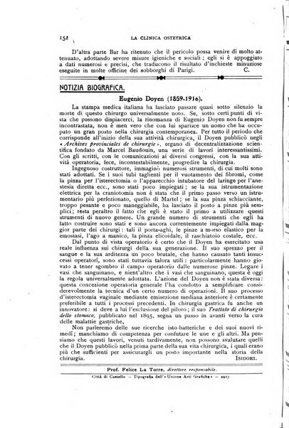 La clinica ostetrica rivista di ostetricia, ginecologia e pediatria. - A. 1, n. 1 (1899)-a. 40, n. 12 (dic. 1938)