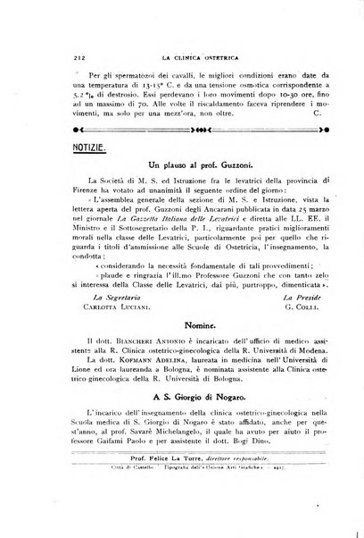 La clinica ostetrica rivista di ostetricia, ginecologia e pediatria. - A. 1, n. 1 (1899)-a. 40, n. 12 (dic. 1938)