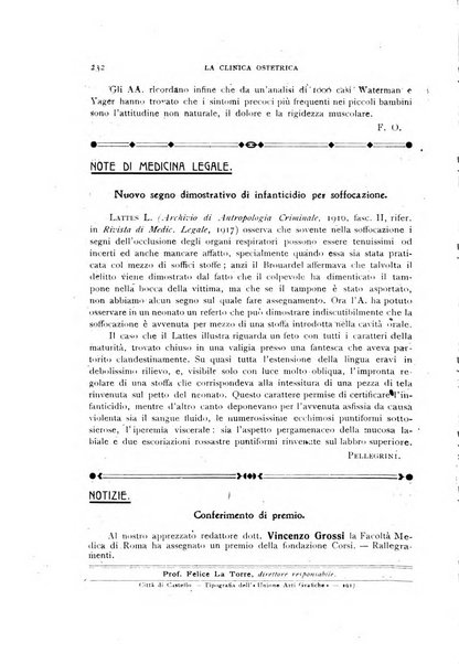 La clinica ostetrica rivista di ostetricia, ginecologia e pediatria. - A. 1, n. 1 (1899)-a. 40, n. 12 (dic. 1938)