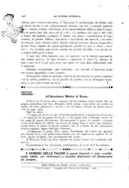 La clinica ostetrica rivista di ostetricia, ginecologia e pediatria. - A. 1, n. 1 (1899)-a. 40, n. 12 (dic. 1938)