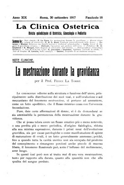 La clinica ostetrica rivista di ostetricia, ginecologia e pediatria. - A. 1, n. 1 (1899)-a. 40, n. 12 (dic. 1938)