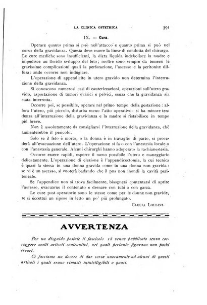 La clinica ostetrica rivista di ostetricia, ginecologia e pediatria. - A. 1, n. 1 (1899)-a. 40, n. 12 (dic. 1938)