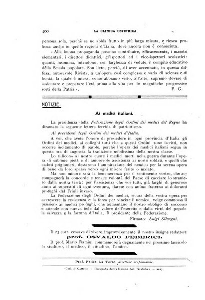 La clinica ostetrica rivista di ostetricia, ginecologia e pediatria. - A. 1, n. 1 (1899)-a. 40, n. 12 (dic. 1938)