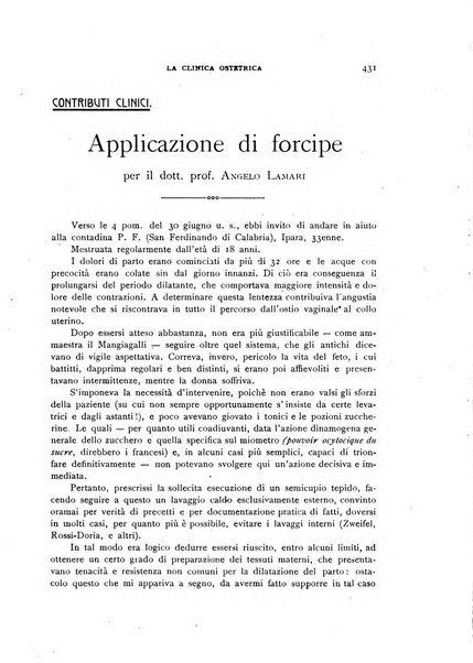 La clinica ostetrica rivista di ostetricia, ginecologia e pediatria. - A. 1, n. 1 (1899)-a. 40, n. 12 (dic. 1938)