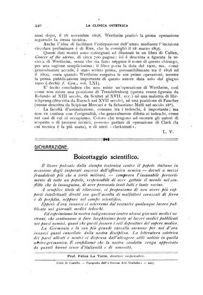 La clinica ostetrica rivista di ostetricia, ginecologia e pediatria. - A. 1, n. 1 (1899)-a. 40, n. 12 (dic. 1938)