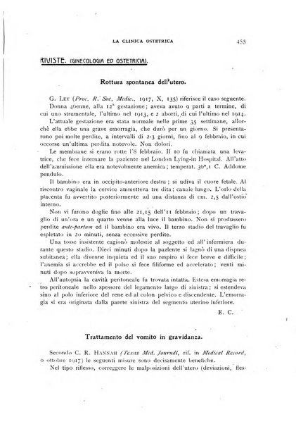 La clinica ostetrica rivista di ostetricia, ginecologia e pediatria. - A. 1, n. 1 (1899)-a. 40, n. 12 (dic. 1938)