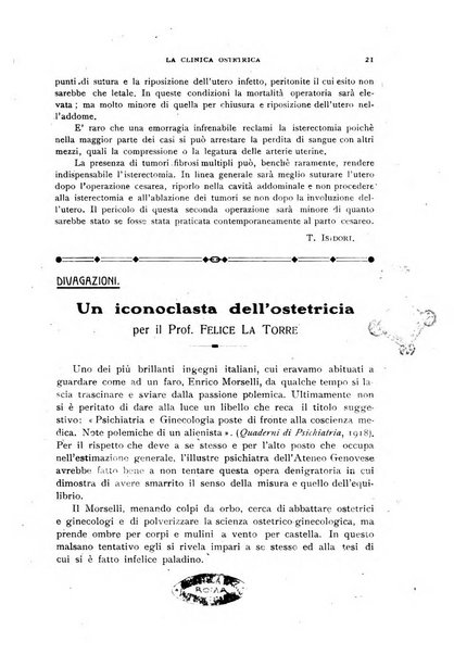 La clinica ostetrica rivista di ostetricia, ginecologia e pediatria. - A. 1, n. 1 (1899)-a. 40, n. 12 (dic. 1938)