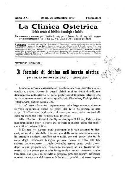 La clinica ostetrica rivista di ostetricia, ginecologia e pediatria. - A. 1, n. 1 (1899)-a. 40, n. 12 (dic. 1938)