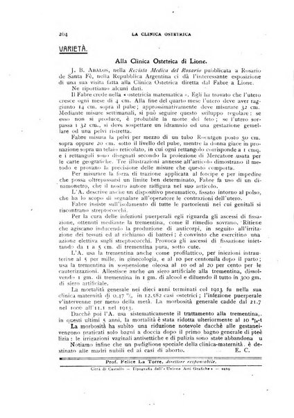 La clinica ostetrica rivista di ostetricia, ginecologia e pediatria. - A. 1, n. 1 (1899)-a. 40, n. 12 (dic. 1938)