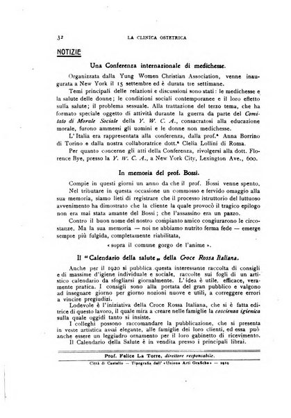 La clinica ostetrica rivista di ostetricia, ginecologia e pediatria. - A. 1, n. 1 (1899)-a. 40, n. 12 (dic. 1938)