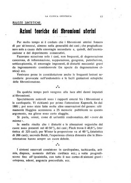 La clinica ostetrica rivista di ostetricia, ginecologia e pediatria. - A. 1, n. 1 (1899)-a. 40, n. 12 (dic. 1938)