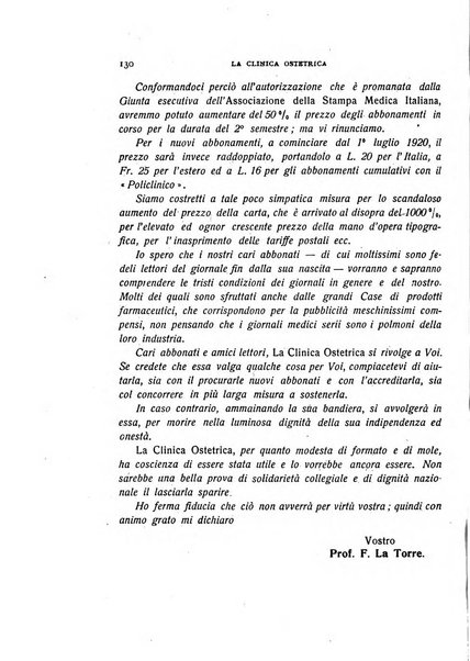 La clinica ostetrica rivista di ostetricia, ginecologia e pediatria. - A. 1, n. 1 (1899)-a. 40, n. 12 (dic. 1938)