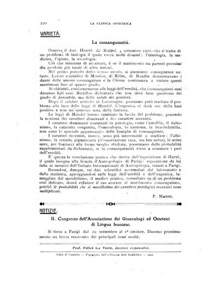 La clinica ostetrica rivista di ostetricia, ginecologia e pediatria. - A. 1, n. 1 (1899)-a. 40, n. 12 (dic. 1938)