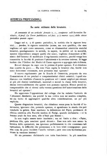 La clinica ostetrica rivista di ostetricia, ginecologia e pediatria. - A. 1, n. 1 (1899)-a. 40, n. 12 (dic. 1938)