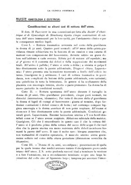 La clinica ostetrica rivista di ostetricia, ginecologia e pediatria. - A. 1, n. 1 (1899)-a. 40, n. 12 (dic. 1938)