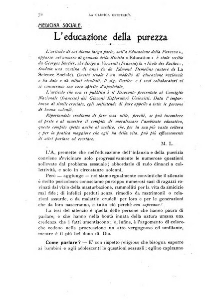 La clinica ostetrica rivista di ostetricia, ginecologia e pediatria. - A. 1, n. 1 (1899)-a. 40, n. 12 (dic. 1938)