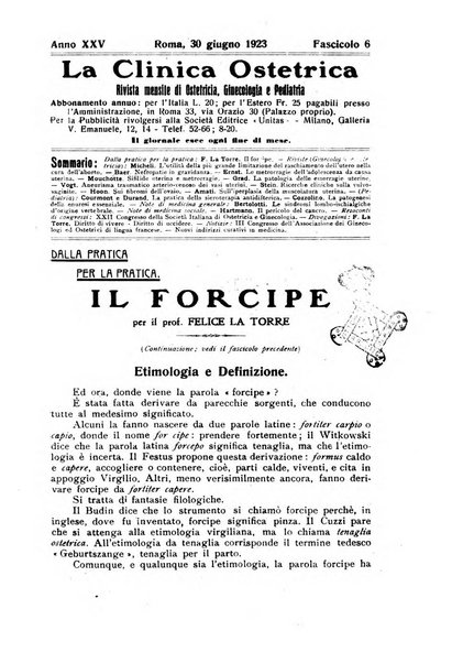 La clinica ostetrica rivista di ostetricia, ginecologia e pediatria. - A. 1, n. 1 (1899)-a. 40, n. 12 (dic. 1938)