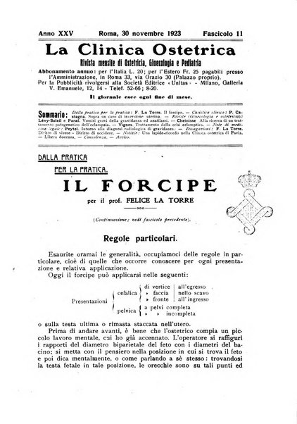 La clinica ostetrica rivista di ostetricia, ginecologia e pediatria. - A. 1, n. 1 (1899)-a. 40, n. 12 (dic. 1938)