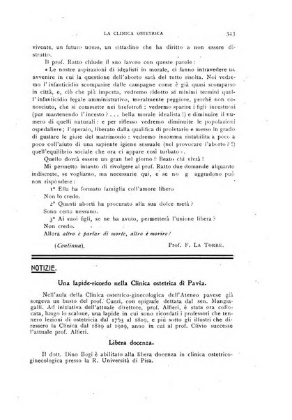 La clinica ostetrica rivista di ostetricia, ginecologia e pediatria. - A. 1, n. 1 (1899)-a. 40, n. 12 (dic. 1938)