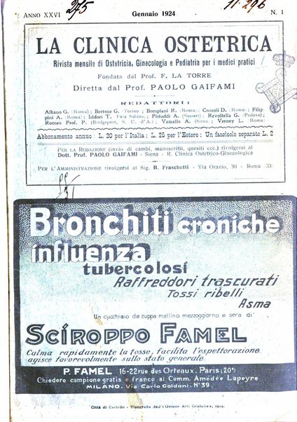 La clinica ostetrica rivista di ostetricia, ginecologia e pediatria. - A. 1, n. 1 (1899)-a. 40, n. 12 (dic. 1938)