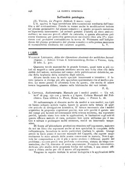 La clinica ostetrica rivista di ostetricia, ginecologia e pediatria. - A. 1, n. 1 (1899)-a. 40, n. 12 (dic. 1938)