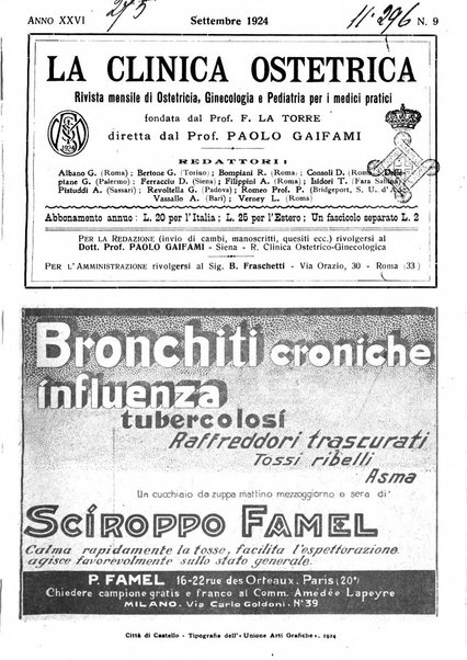 La clinica ostetrica rivista di ostetricia, ginecologia e pediatria. - A. 1, n. 1 (1899)-a. 40, n. 12 (dic. 1938)