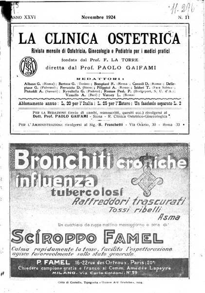 La clinica ostetrica rivista di ostetricia, ginecologia e pediatria. - A. 1, n. 1 (1899)-a. 40, n. 12 (dic. 1938)