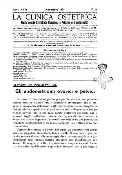 La clinica ostetrica rivista di ostetricia, ginecologia e pediatria. - A. 1, n. 1 (1899)-a. 40, n. 12 (dic. 1938)