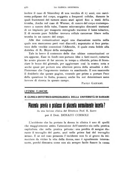 La clinica ostetrica rivista di ostetricia, ginecologia e pediatria. - A. 1, n. 1 (1899)-a. 40, n. 12 (dic. 1938)