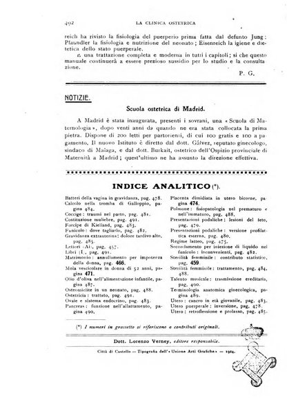 La clinica ostetrica rivista di ostetricia, ginecologia e pediatria. - A. 1, n. 1 (1899)-a. 40, n. 12 (dic. 1938)