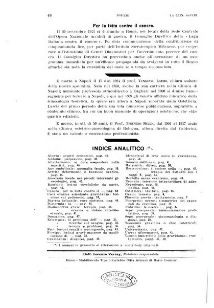 La clinica ostetrica rivista di ostetricia, ginecologia e pediatria. - A. 1, n. 1 (1899)-a. 40, n. 12 (dic. 1938)