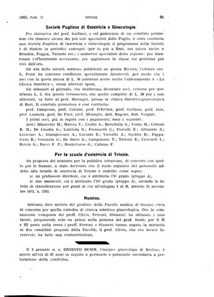 La clinica ostetrica rivista di ostetricia, ginecologia e pediatria. - A. 1, n. 1 (1899)-a. 40, n. 12 (dic. 1938)