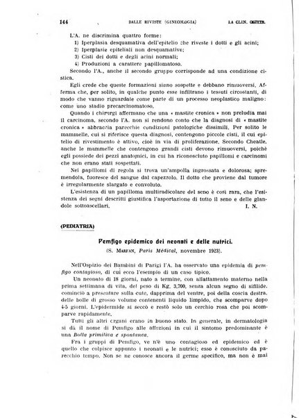 La clinica ostetrica rivista di ostetricia, ginecologia e pediatria. - A. 1, n. 1 (1899)-a. 40, n. 12 (dic. 1938)