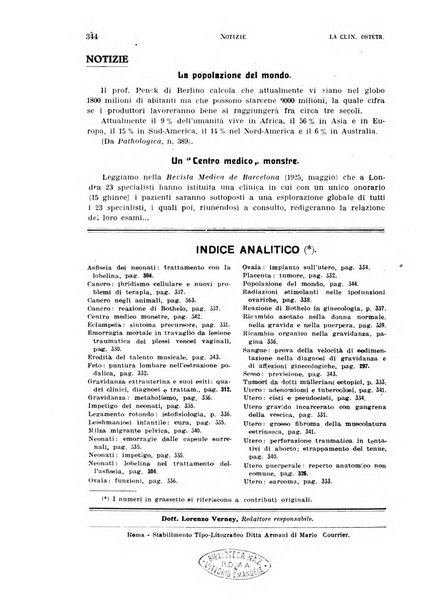 La clinica ostetrica rivista di ostetricia, ginecologia e pediatria. - A. 1, n. 1 (1899)-a. 40, n. 12 (dic. 1938)