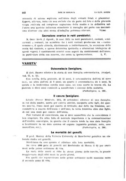 La clinica ostetrica rivista di ostetricia, ginecologia e pediatria. - A. 1, n. 1 (1899)-a. 40, n. 12 (dic. 1938)