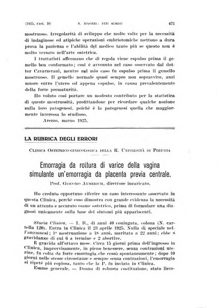 La clinica ostetrica rivista di ostetricia, ginecologia e pediatria. - A. 1, n. 1 (1899)-a. 40, n. 12 (dic. 1938)