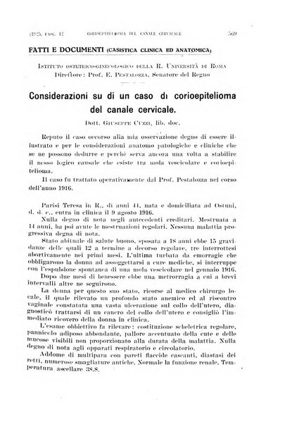 La clinica ostetrica rivista di ostetricia, ginecologia e pediatria. - A. 1, n. 1 (1899)-a. 40, n. 12 (dic. 1938)